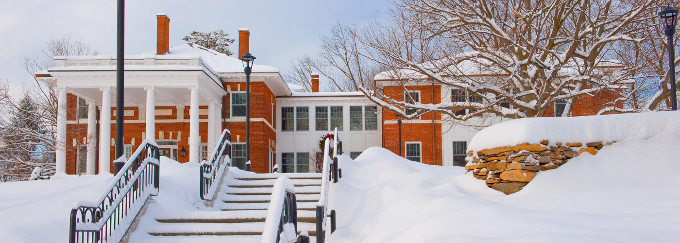 Admissions House in the snow